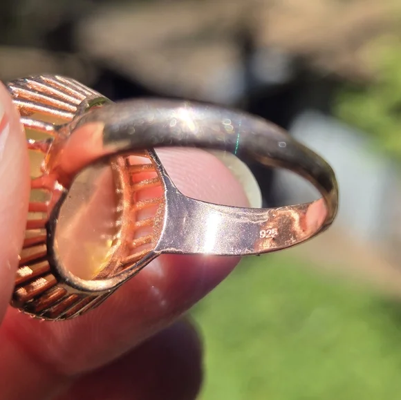 HUGE 26k sphere cut citrine & white topaz rosegold ring sz8 - Picture 5 of 8